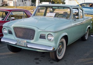 front of mint green 1959-studebaker-lark-coupe
