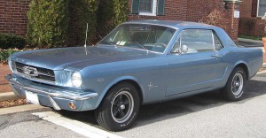 blue two door 1965 ford mustang