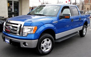 Front of Blue Ford F-150