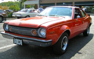 orange front end of a 1973 Hornet car