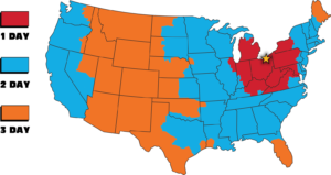 Colored map of USA